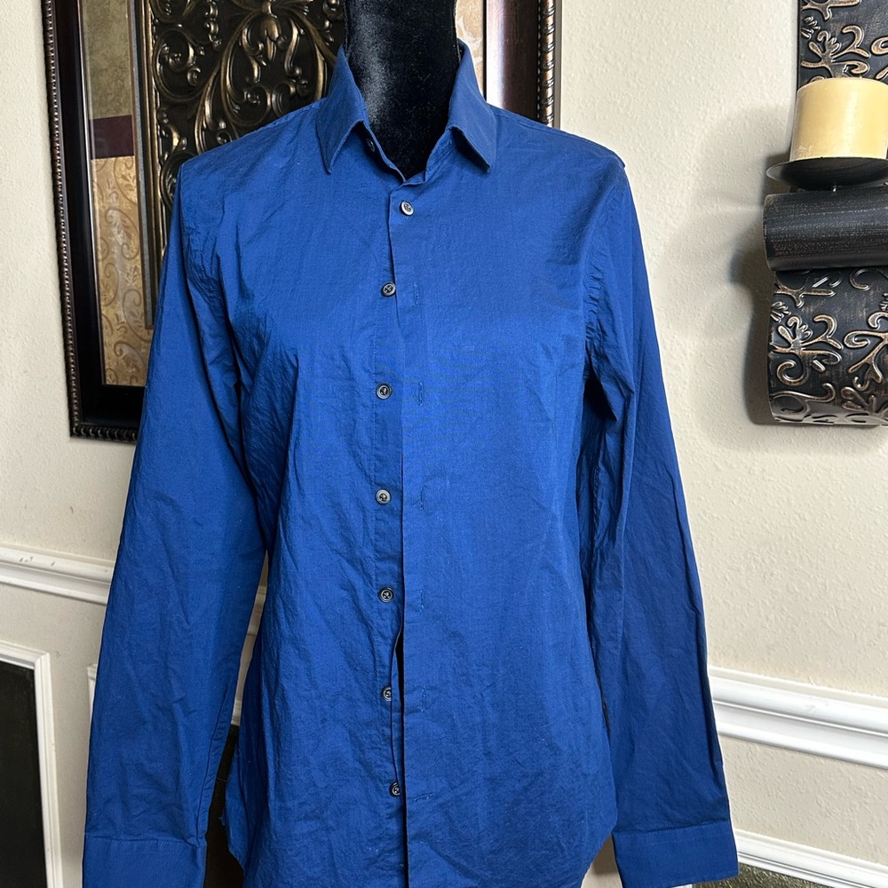 Express IMX Navy Button-Up Shirt